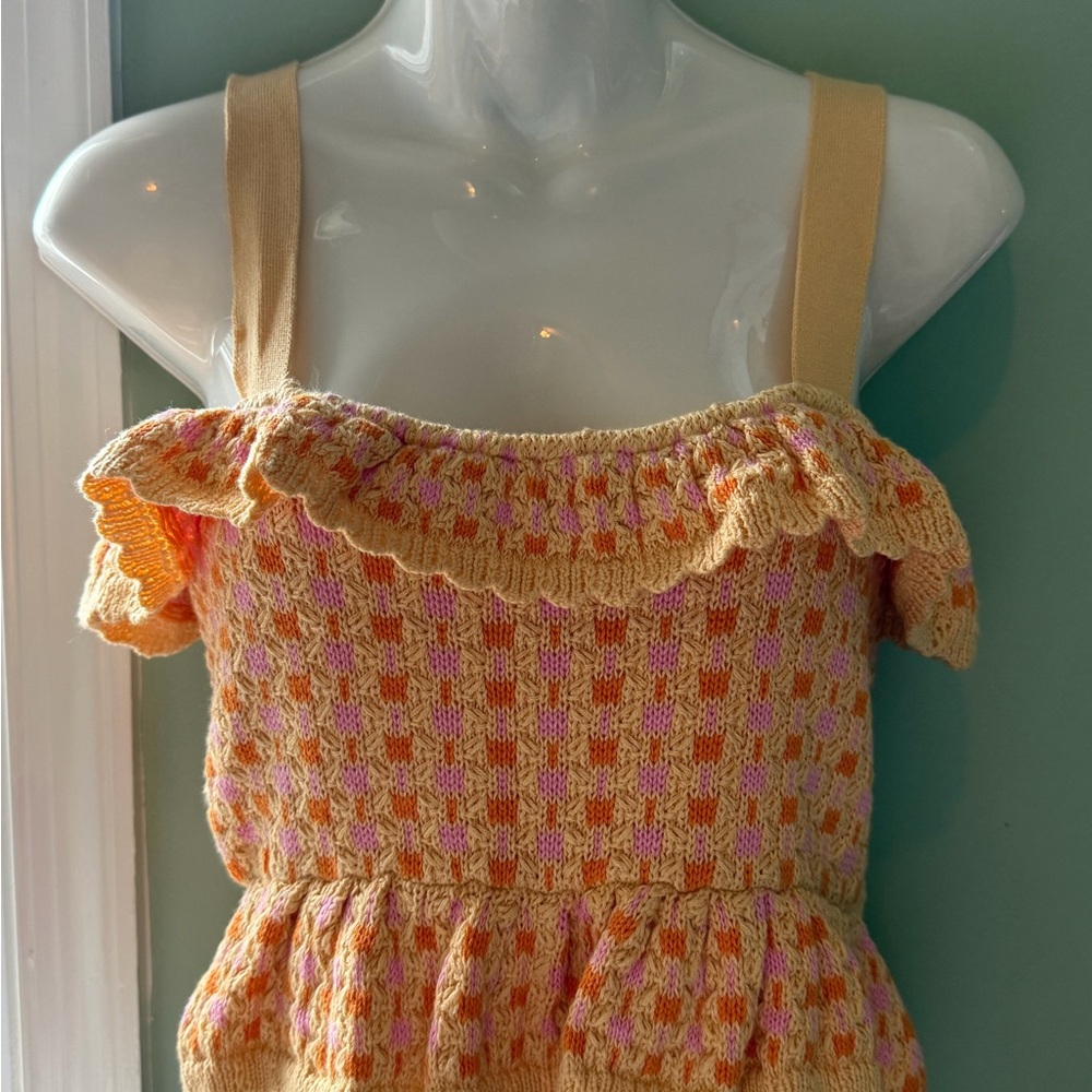 Zara Orange and Pink Knit Top